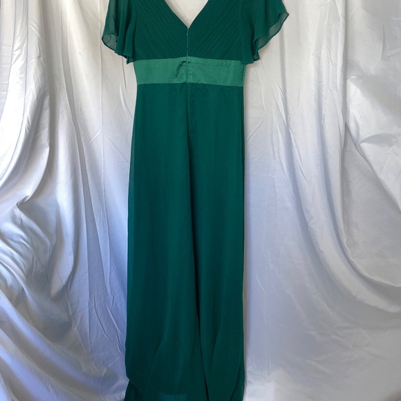 Ever PrettyLong Chiffon Empire Waist Bridesmaid Dress W/Short Flutter sleeve Sz6 - Picture 4 of 14